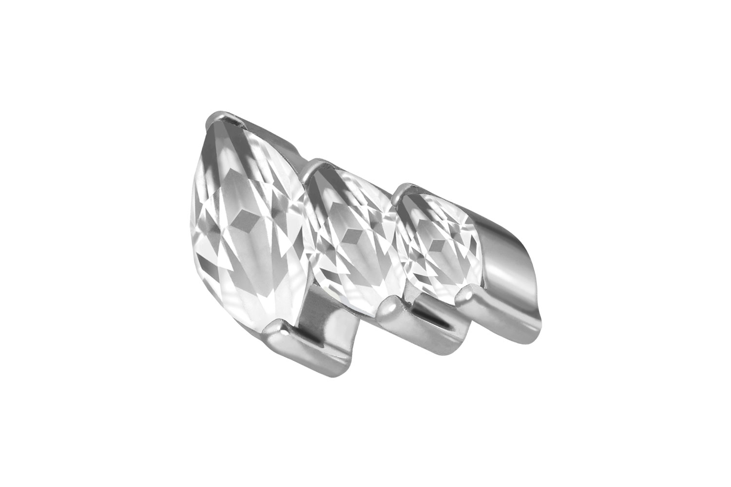 Titan Aufsatz mit Push Pin 3 EINGEFASSTE KRISTALLTROPFEN von Piercingline